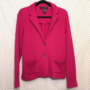 Cable Knit Long Sleeve Button Down Wool Cardigan